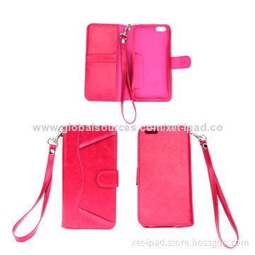 PU Leather Wallet Cases for iPhone 6, Folding Stand, Soft PU Leather MaterialNew